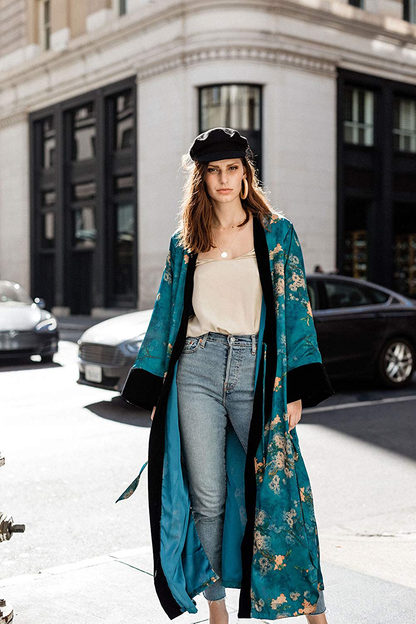KIM+ONO Women'S Kimono Wrap - Watercolor Floral Apparel & Accessories > Clothing > Sleepwear & Loungewear > Robes KIM+ONO   