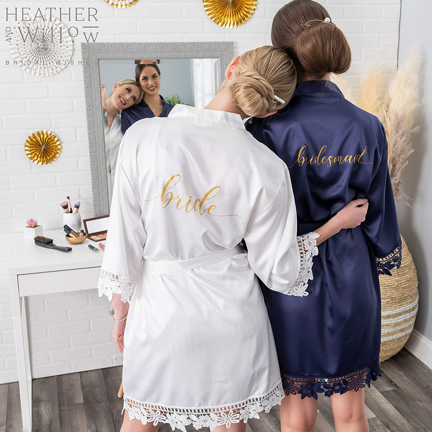 Bride Robe with Slippers | Satin Bridal Robe Bride to Be Kimono | Bridesmaid Proposal Gifts Box Apparel & Accessories > Clothing > Sleepwear & Loungewear > Robes Kylie Max   
