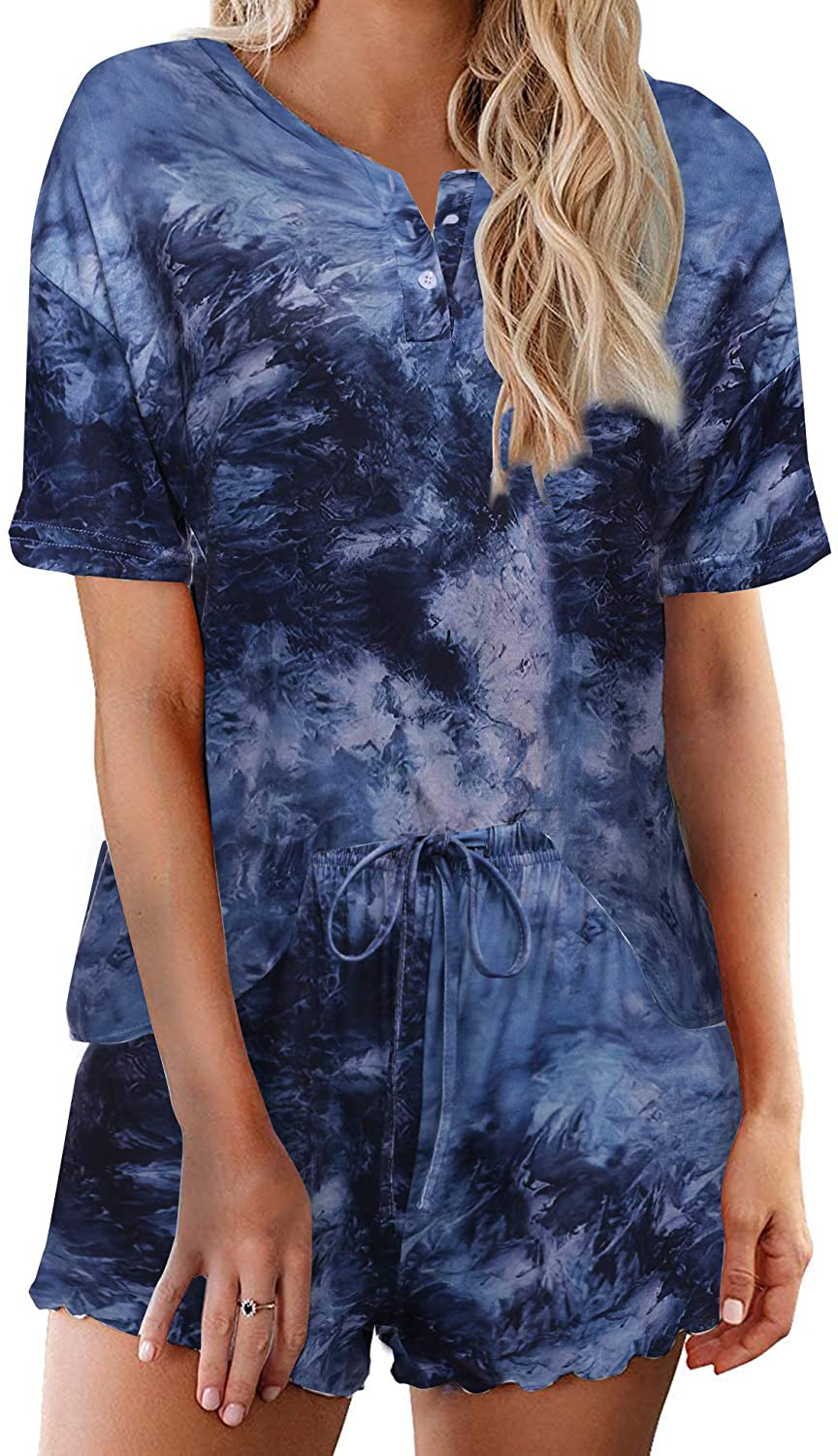 Ekouaer Tie Dye Pajamas Set Womens Loungewear Sleepwear 2 Piece PJ Sets Apparel & Accessories > Clothing > Sleepwear & Loungewear > Pajamas Ekouaer Appealing 2 XX-Large 