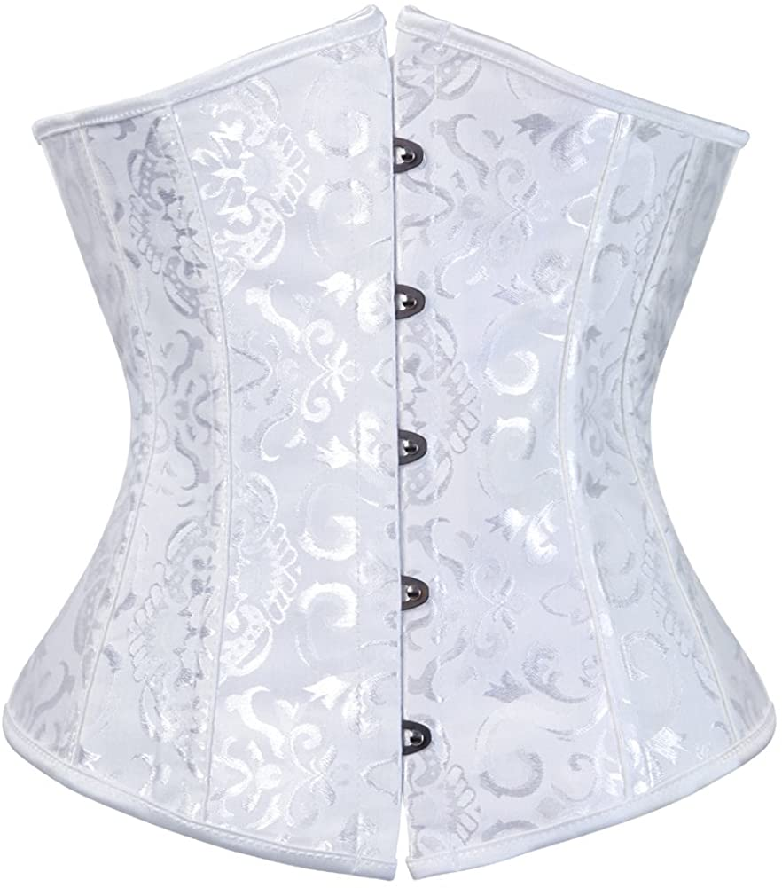 Frawirshau Women'S 9427 Lace up Boned Underbust Waist Trainer Corset Apparel & Accessories > Clothing > Underwear & Socks > Lingerie frawirshau White-9427 Medium 