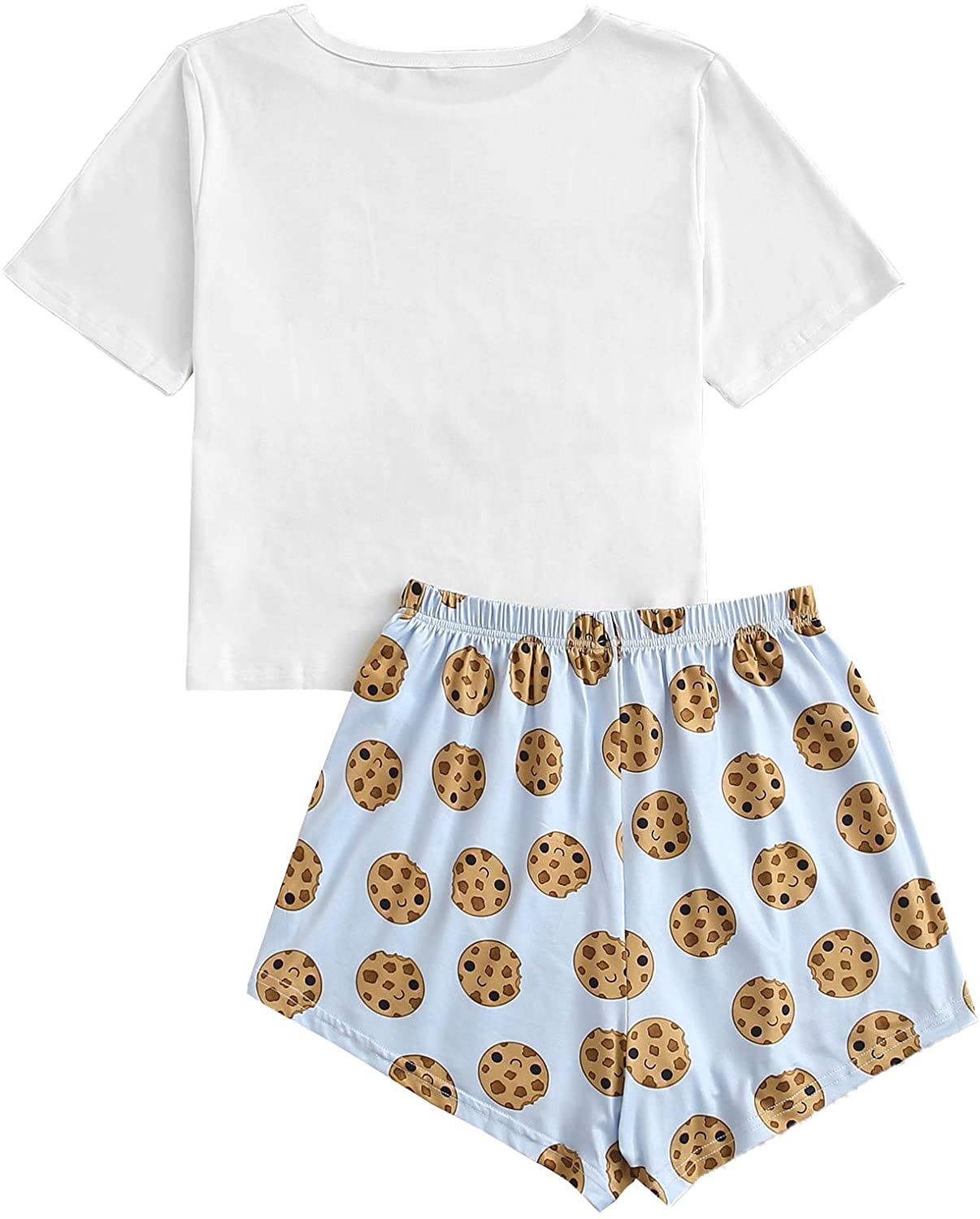 ROMWE Women'S 2 Piece Pajama Set Cartoon Print Short Sleeve Tops and Shorts Lounge Set Apparel & Accessories > Clothing > Sleepwear & Loungewear Kylie Max   