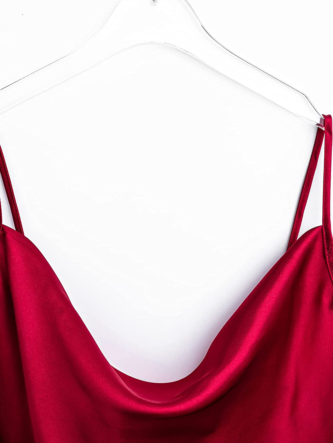 Shein Women'S 2 Pcs Nightwear Solid Drape Neck Cami and Shorts PJ Sets Satin Sleepwears Apparel & Accessories > Clothing > Sleepwear & Loungewear Kylie Max   