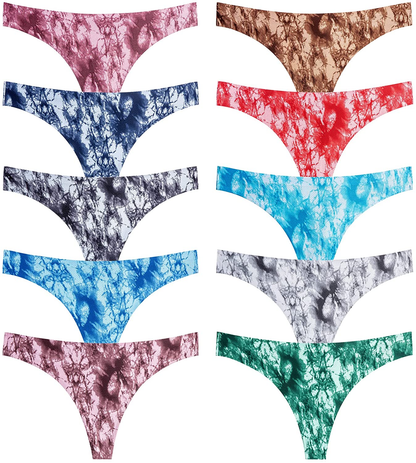 Thong Underwear for Women,No Show Breathable Cotton Womens Thongs Underwear Seamless Thongs for Women Apparel & Accessories > Clothing > Underwear & Socks > Underwear QOVOQ 10 Pack - Multicolored B X-Large 