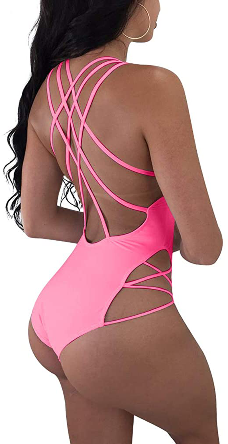 LAGSHIAN Womens Sexy One Piece Lace up Straps Swimsuit Bathing Suit Swimwear Apparel & Accessories > Clothing > Swimwear Kylie Max   