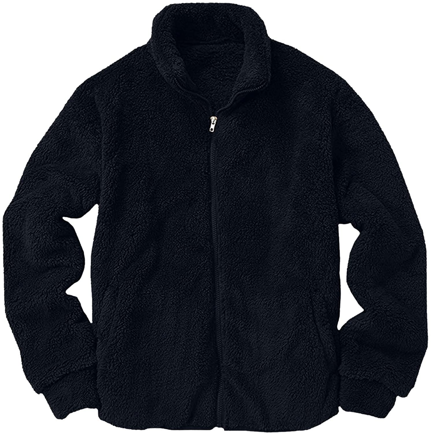Merthy Mens Fuzzy Sherpa Fleece Jacket Casual Long Sleeve Stand Collar Furry Faux Woolen Cardigan Coat Zipper Teddy Coats Apparel & Accessories > Clothing > Underwear & Socks > Shapewear Merthy   