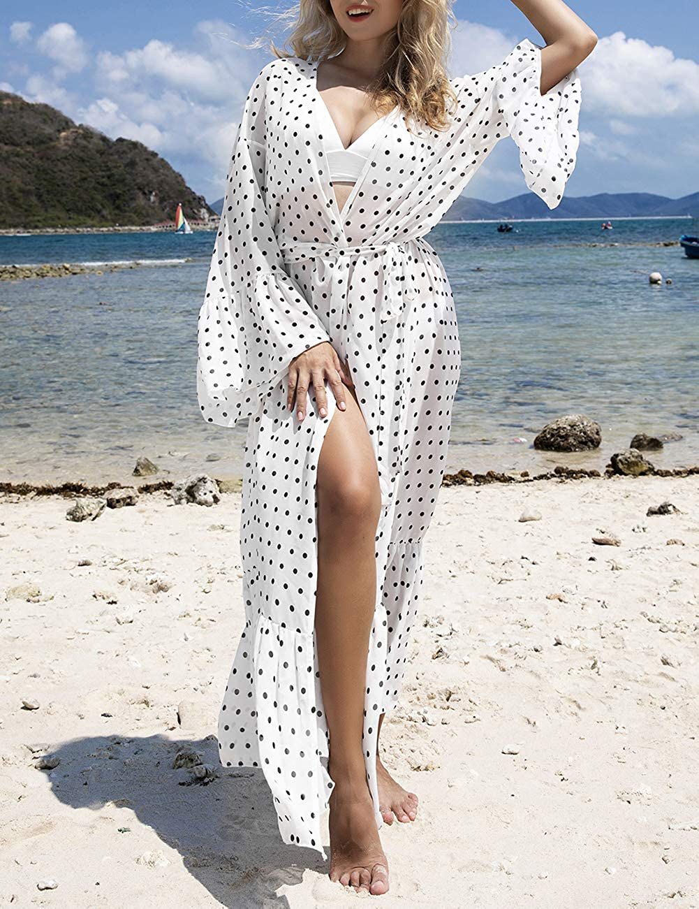 Bsubseach Womens Chiffon/Rayon Beach Blouses Kimono Cardigan Long Bikini Cover Up Apparel & Accessories > Clothing > Swimwear Kylie Max   