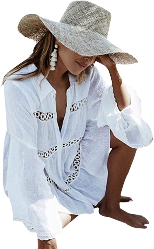 BUTTZO Women'S Cotton Beachwear Bikini Swimwear Beach Club Sexy Lace Cover up Tops Bathing Suit Apparel & Accessories > Clothing > Swimwear Kylie Max   