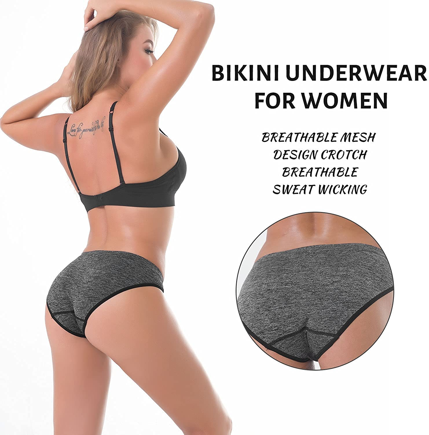 R RUXIA Women'S Hipster Panties Seamless Low-Rise Cheekini Panty Soft Stretch Bikini Underwear (Multi Colors,Pack of 5) …  R RUXIA   