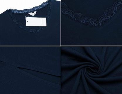 Ekouaer Sleepshirt for Women Sexy Nightgowns Long Sleeve Sleepwear Night Dress V-Neck Nightwear Gown Loungewear S-XXL Apparel & Accessories > Clothing > Sleepwear & Loungewear > Nightgowns Kylie Max   