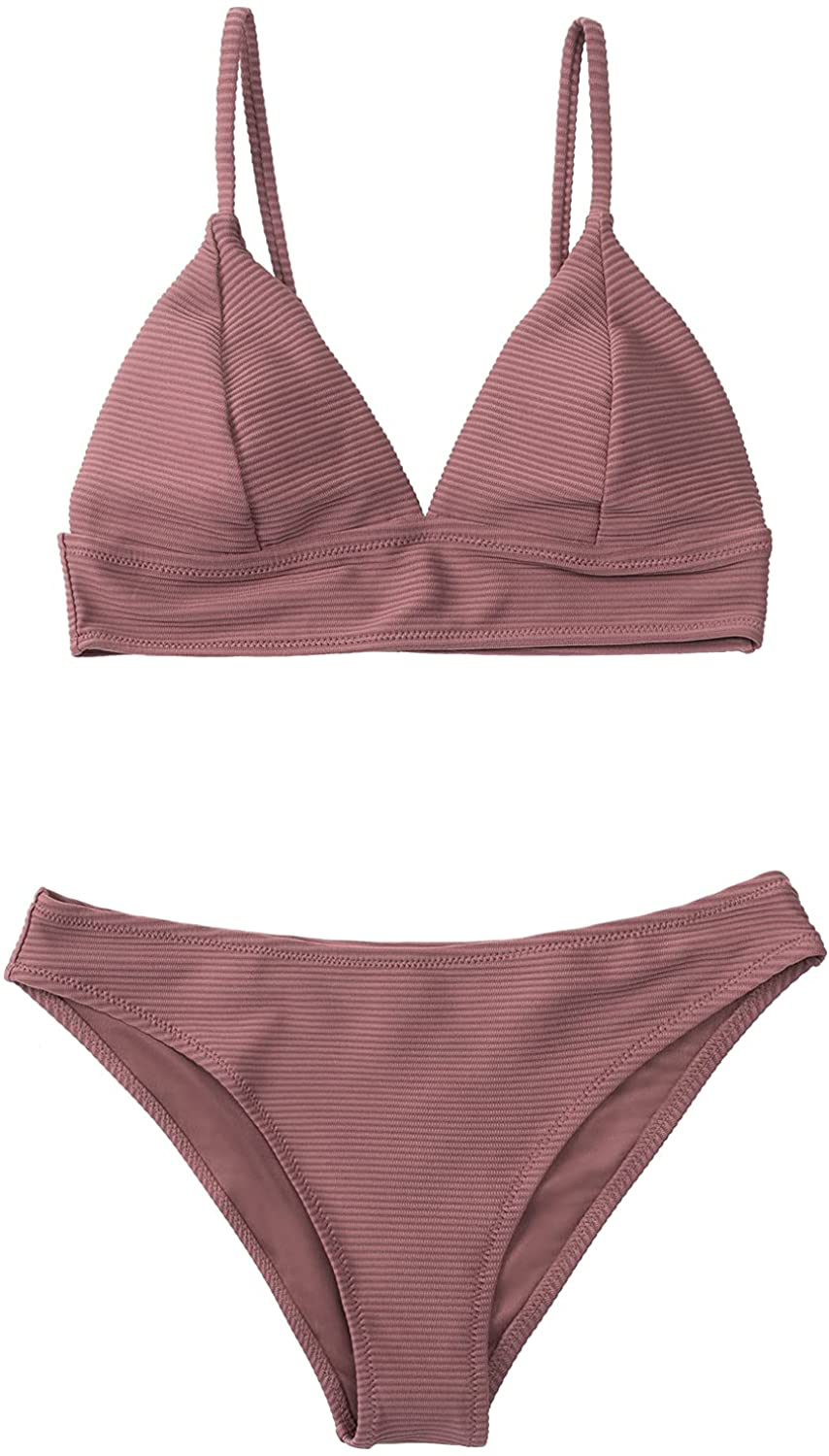 CUPSHE Women's Bikini Triangle Sexy Solid Two Piece Bathing Suit Apparel & Accessories > Clothing > Swimwear CUPSHE Brick Red Small 