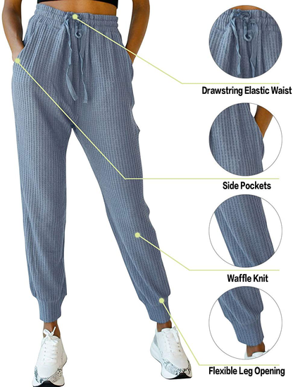 MIROL Women'S Active Drawstring Joggers Pants Elastic Waist Waffle Knit Trousers Athletic Solid Color Sweatpants Apparel & Accessories > Clothing > Activewear Kylie Max   