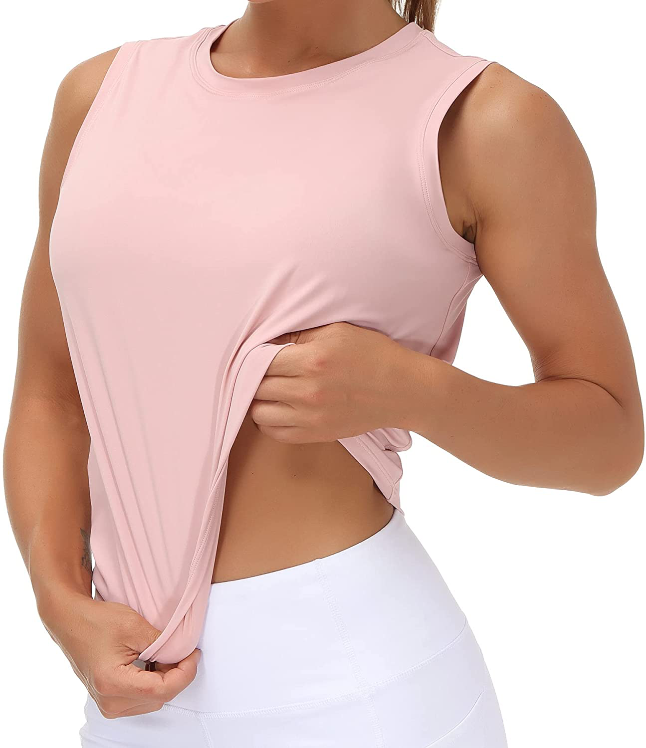 Ice Silk Workout Tops for Women Quick Dry Muscle Gym Running Shirts Sleeveless Flowy Yoga Tank Tops Apparel & Accessories > Clothing > Activewear Kylie Max   