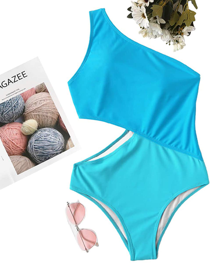 Sweatyrocks Women'S Bathing Suits One Shoulder Cutout One Piece Swimsuit Swimwear Monokini Apparel & Accessories > Clothing > Swimwear Kylie Max   