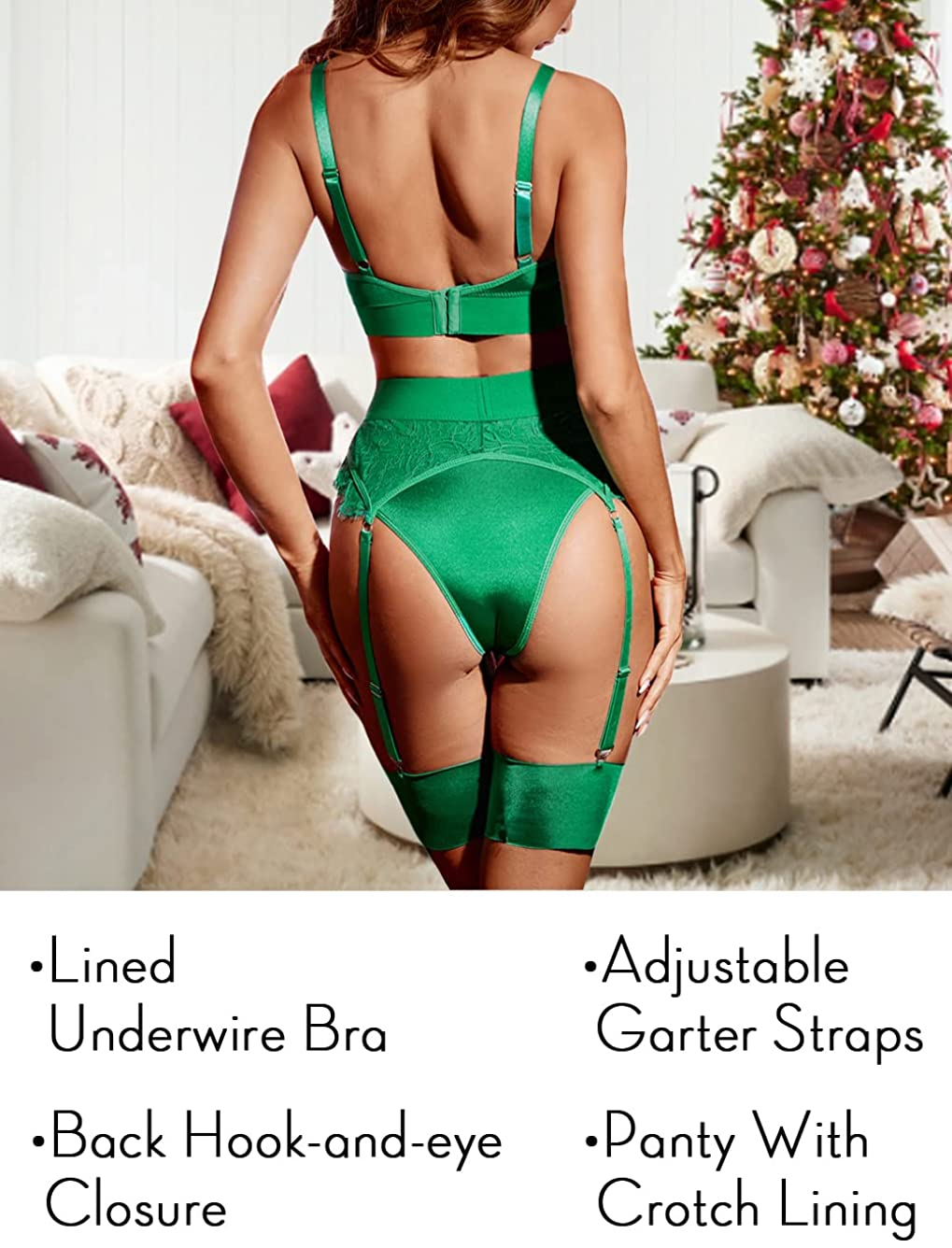 Kaei&Shi Floral Lace Strappy Underwire High Waisted Garter Belt Lingerie Apparel & Accessories > Clothing > Underwear & Socks > Lingerie Kaei&Shi   