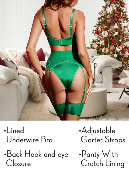 Kaei&Shi Floral Lace Strappy Underwire High Waisted Garter Belt Lingerie Apparel & Accessories > Clothing > Underwear & Socks > Lingerie Kaei&Shi   