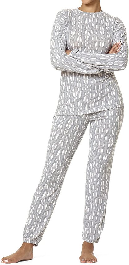 HUE Women's Long Sleeve Tee and Jogger Pant 2 Piece Pajama Set Apparel & Accessories > Clothing > Sleepwear & Loungewear > Pajamas HUE Alloy - Penguin Puzzle 2X 