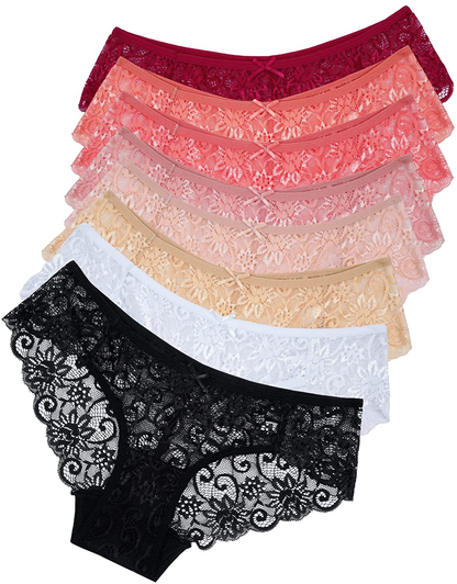 Sunm Boutique Womens Underwear Invisible Seamless Bikini Lace Underwear Half Back Coverage Panties Apparel & Accessories > Clothing > Underwear & Socks > Underwear Sunm Boutique 8 Pack Multicoloured Small 