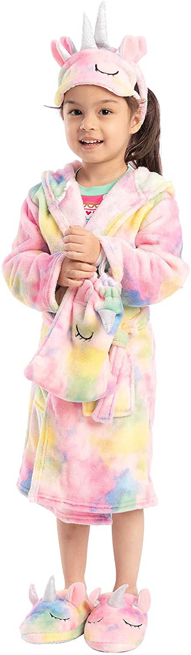 Unicorn Hooded Bathrobe Sleepwear with Blindfold, Bag, Slippers and Headband Apparel & Accessories > Clothing > Sleepwear & Loungewear > Robes Kylie Max   