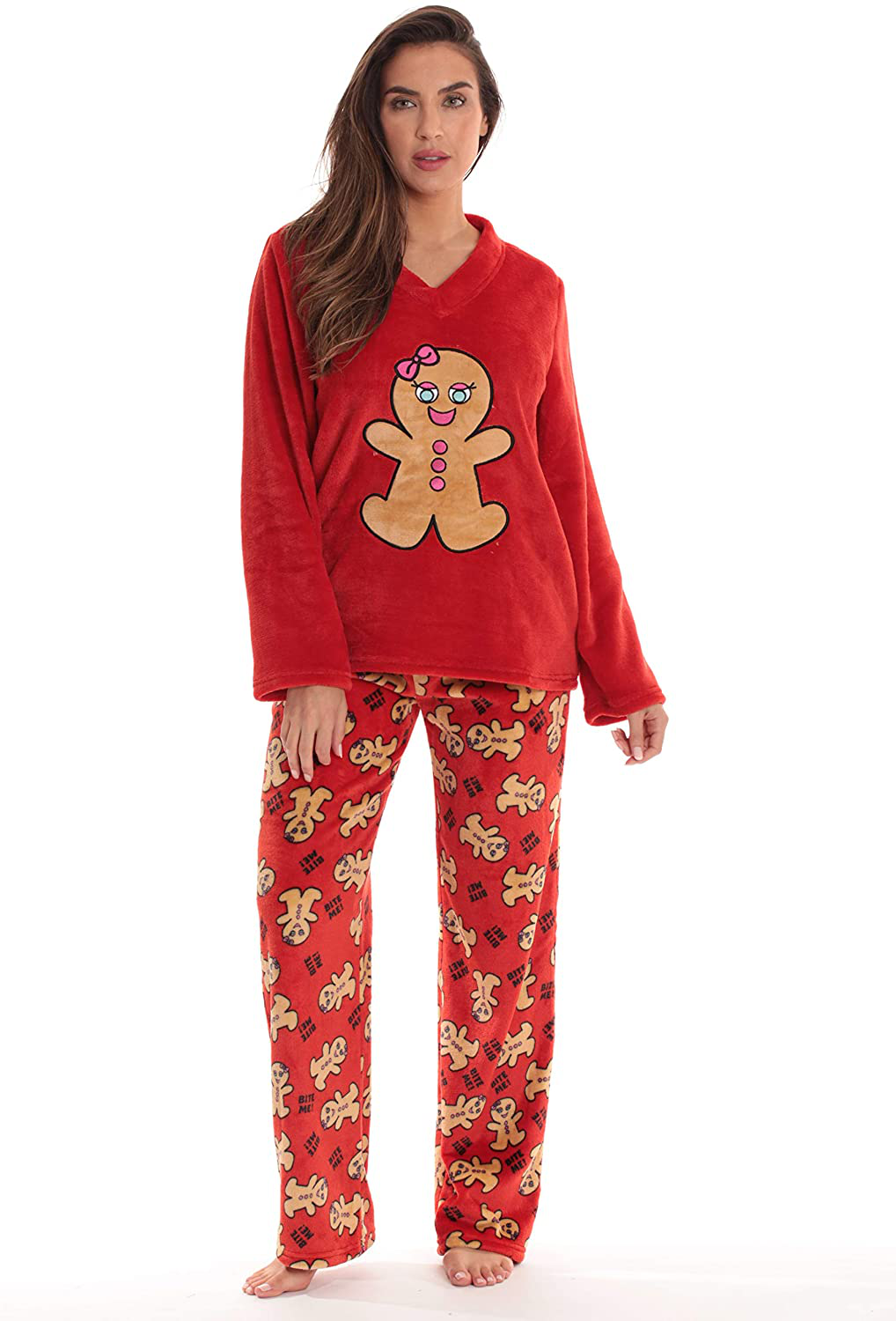 Just Love Plush Pajama Sets for Women Apparel & Accessories > Clothing > Sleepwear & Loungewear > Pajamas Just Love Red - Gingerbread Small 