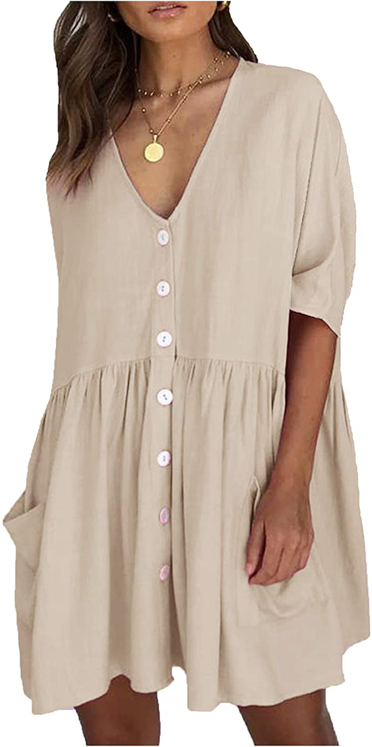 Wander Agio Beach Swimsuit for Women Sleeve Coverups Bikini Cover up Shirt Button Pocket down Skirt Apparel & Accessories > Clothing > Swimwear Kylie Max   