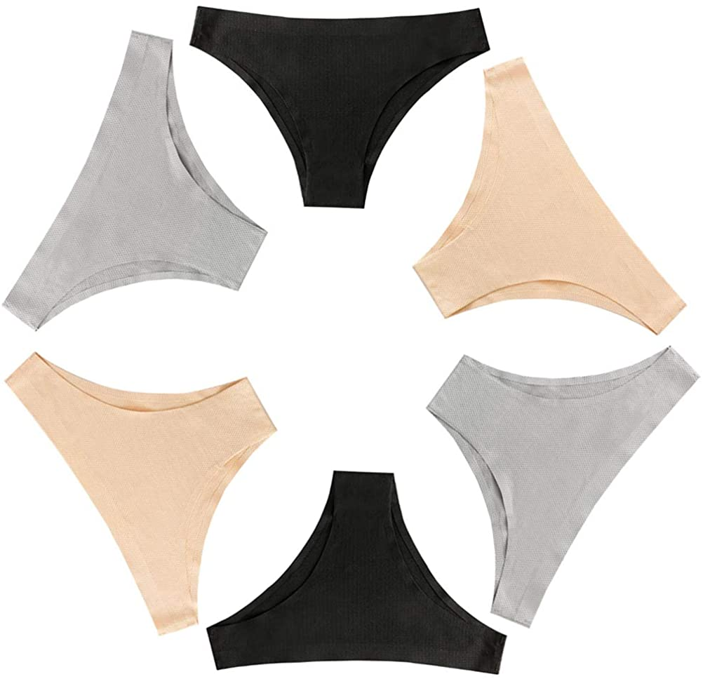 Nightaste Women Seamless No Show Tanga Panties Pack of 6Pcs Half Back Coverage Cheeky Bikini Thong Underwear Apparel & Accessories > Clothing > Underwear & Socks > Underwear Nightaste Style2 Large 