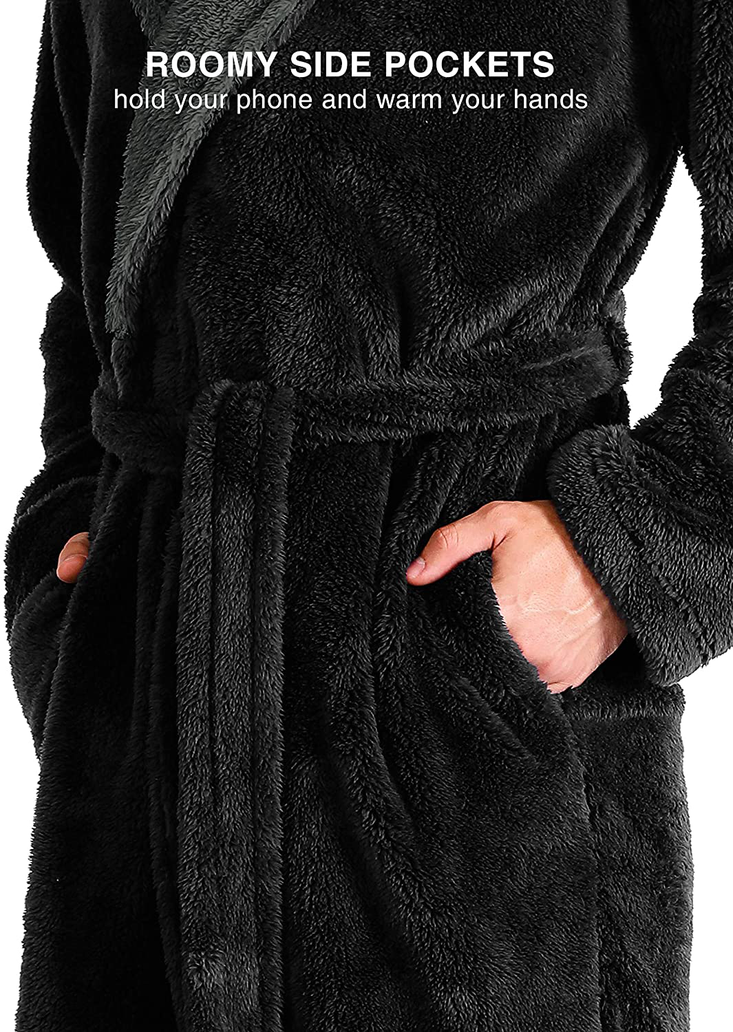 DAVID ARCHY Men'S Soft Fleece Plush Robe Full Length Long Bathrobe Apparel & Accessories > Clothing > Sleepwear & Loungewear > Robes Kylie Max   