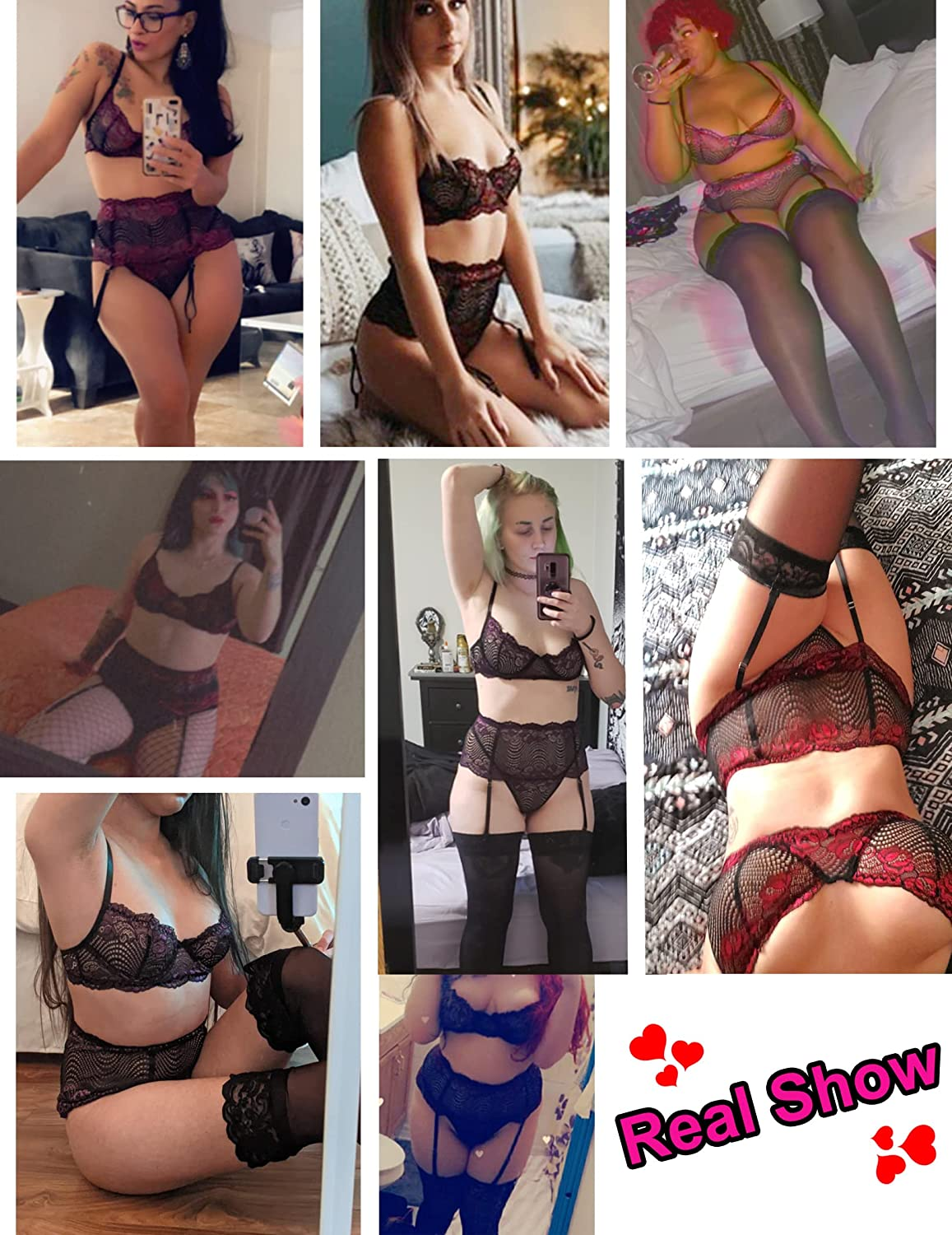 Avidlove Women Lingerie Set with Garter Belts Sexy Bra and Panty Underwire Lingerie Sets Apparel & Accessories > Clothing > Underwear & Socks > Lingerie Avidlove   