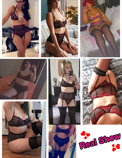 Avidlove Women Lingerie Set with Garter Belts Sexy Bra and Panty Underwire Lingerie Sets Apparel & Accessories > Clothing > Underwear & Socks > Lingerie Avidlove   