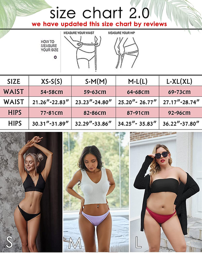 FINETOO 6 Pack Cotton Underwear for Women, Breathable Soft Stretch Hipster High Cut Cheeky String Bikini Panties Apparel & Accessories > Clothing > Underwear & Socks > Underwear KYLIE MAX   
