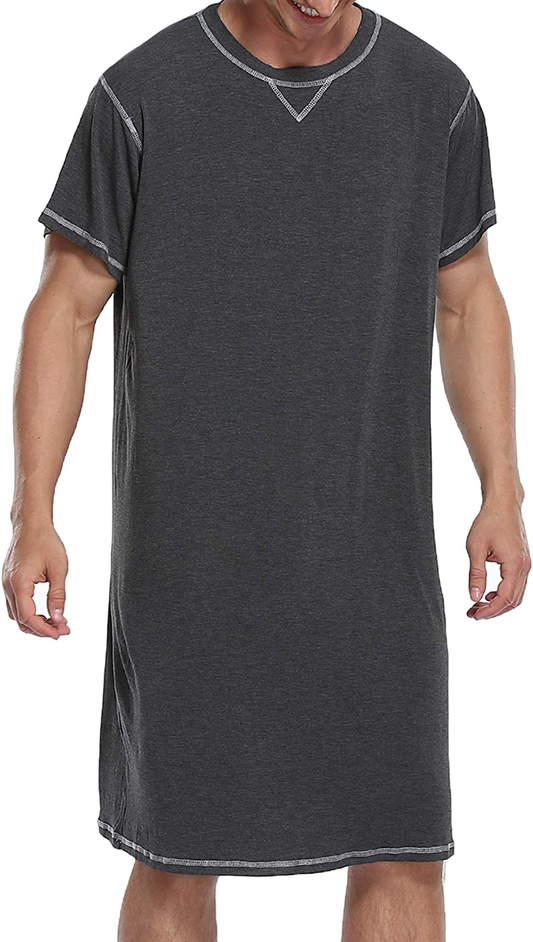 Ekouaer Mens Nightshirt Short Sleeve Nightwear Comfy Loose Night Shirts Henley Sleep Shirt Soft Sleepwear M-XXXL Apparel & Accessories > Clothing > Sleepwear & Loungewear > Nightgowns Kylie Max   