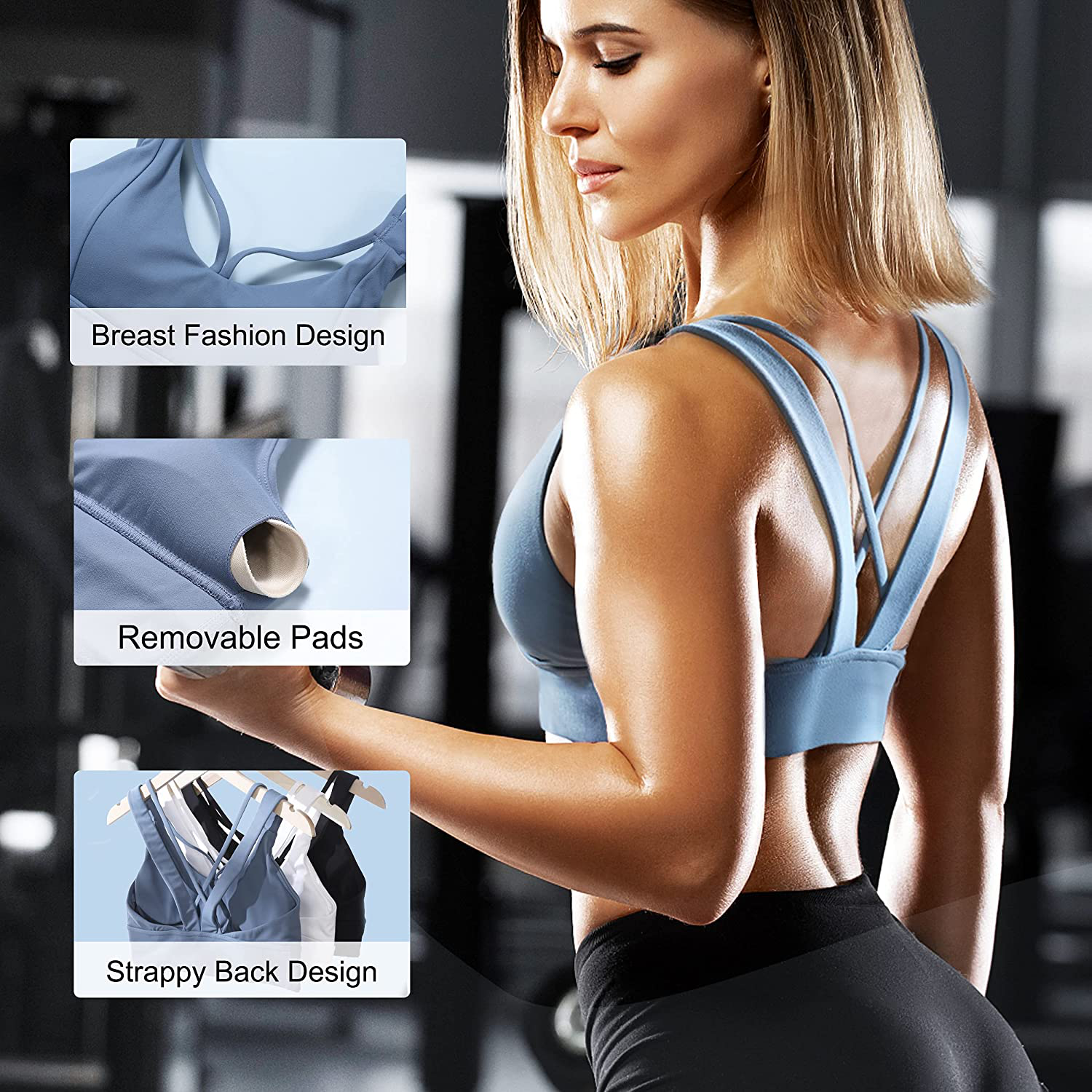 TASADA V-Neck Sports Bras for Women - Wirefree Padded Yoga Bra Running Workout Aesthetic Crop Tank Tops Apparel & Accessories > Clothing > Underwear & Socks > Bras Kylie Max   
