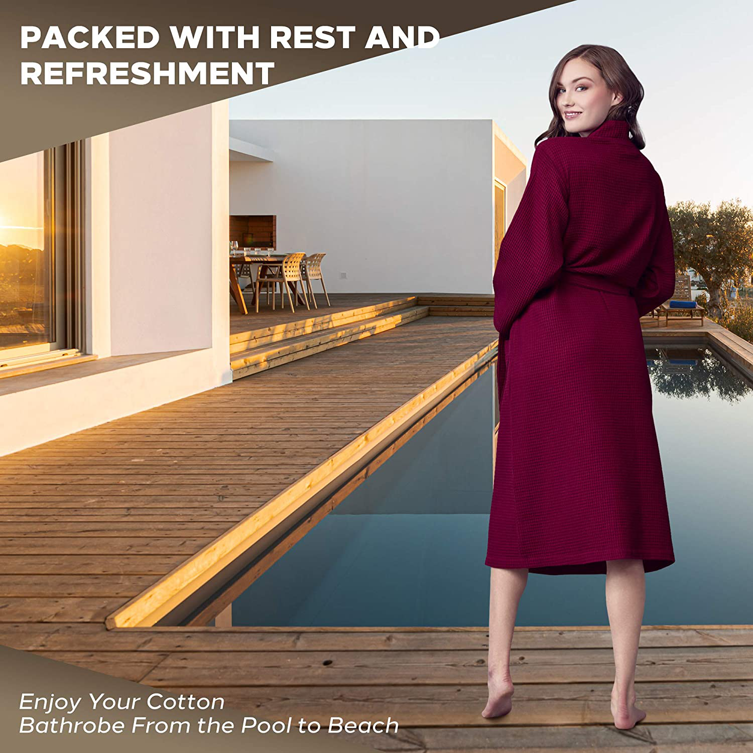Lotus Linen Waffle Robes for Women - Lightweight, Soft Cotton Kimono Loungewear Apparel & Accessories > Clothing > Sleepwear & Loungewear > Robes Kylie Max   