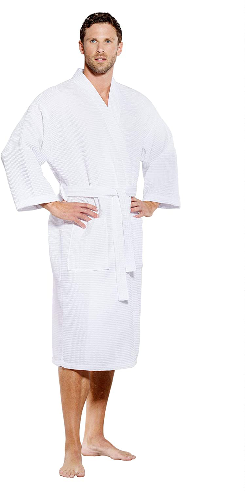 Turquaz Linen Lightweight Long Waffle Kimono Unisex Spa Robe Apparel & Accessories > Clothing > Sleepwear & Loungewear > Robes Kylie Max   
