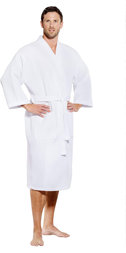 Turquaz Linen Lightweight Long Waffle Kimono Unisex Spa Robe Apparel & Accessories > Clothing > Sleepwear & Loungewear > Robes Kylie Max   