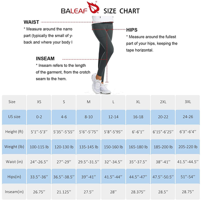 BALEAF Women's Fleece Lined Water Resistant Legging High Waisted Thermal Winter Hiking Running Pants Pockets Apparel & Accessories > Clothing > Activewear BALEAF   