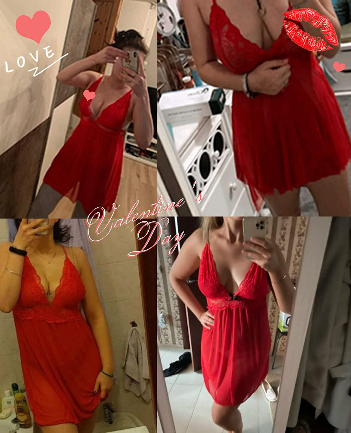 Avidlove Women Negligees Lingerie Lace Babydoll Sexy Chemise Exotic Mesh Nightgowns Apparel & Accessories > Clothing > Underwear & Socks > Lingerie Kylie Max   