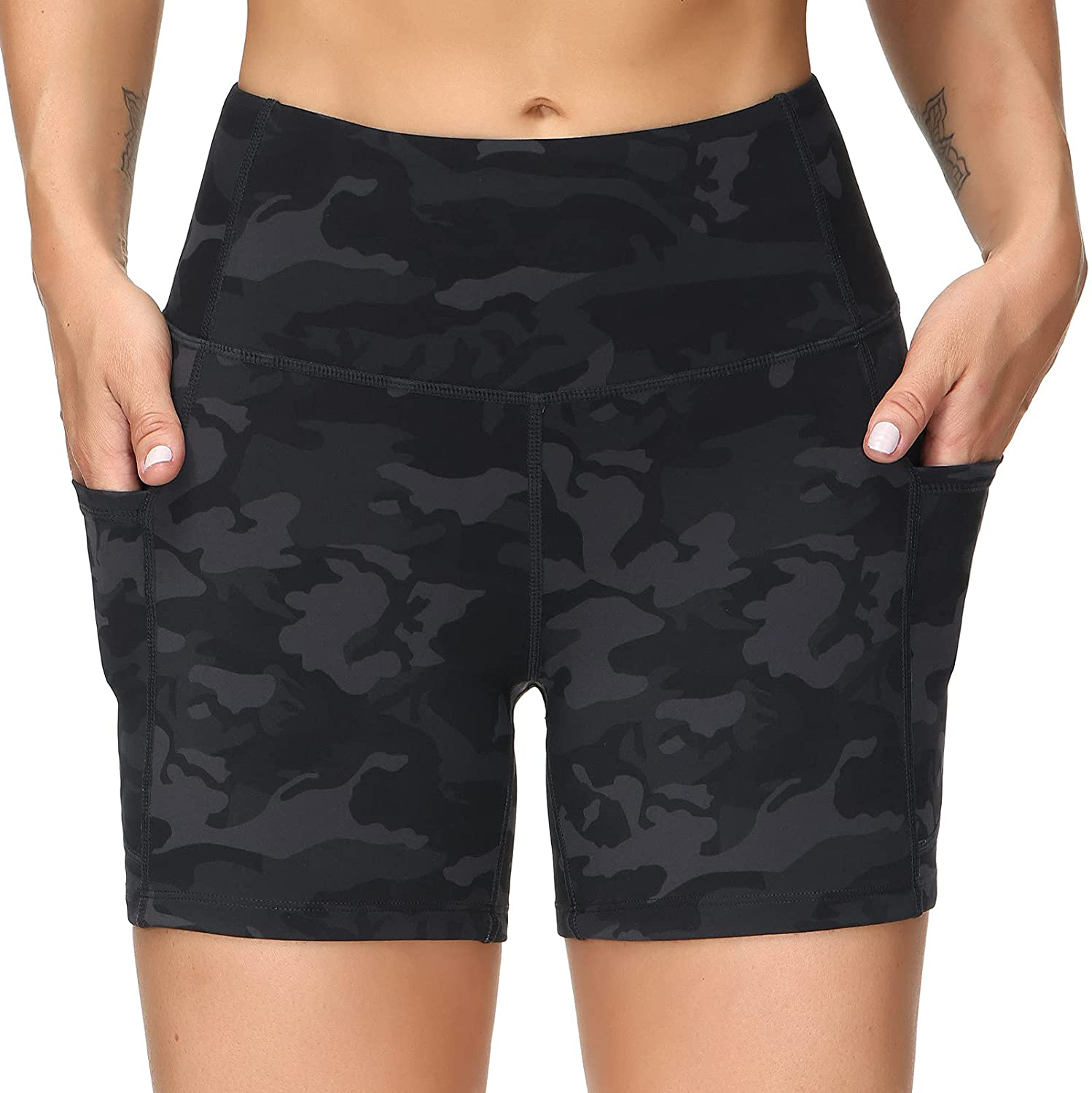 THE GYM PEOPLE High Waist Yoga Shorts for Women'S Tummy Control Fitness Athletic Workout Running Shorts with Deep Pockets Apparel & Accessories > Clothing > Shorts Kylie Max   