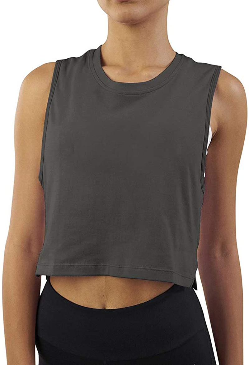 Mippo Crop Top Workout Shirts for Women Cute Sheer Mesh Back Athletic Tanks Muscle Tee Apparel & Accessories > Clothing > Activewear Kylie Max   