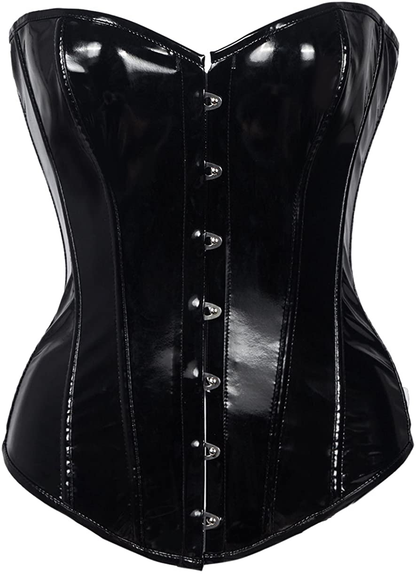 SAYFUT Black PVC Leather Steampunk Gothic Wasit Trainer Overbust Corset Bustier Apparel & Accessories > Clothing > Underwear & Socks > Lingerie SAYFUT   
