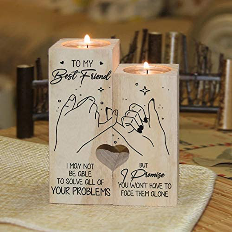 LEFUYAN to My Bestie Candle Holder -Because of You I Laugh Smile More Cry Less Thank You for Being My Unbiological Sister Women Teen Girl Friend Personalized Custom Friendship Christmas Birthday Gift Arts & Entertainment > Party & Celebration > Gift Giving LEFUYAN To My Best Friend  