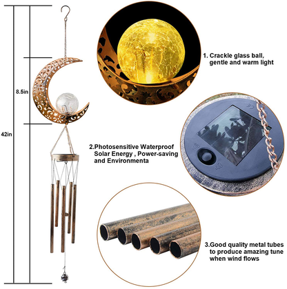 Moon Crackle Glass Ball Wind Chimes Solar Wind Chimes Moon Decor for Outside Outdoor Clearance Gardening Gifts Birthday Gifts for mom for Women Grandma giftsChristmas Decorations Christmas Light. Arts & Entertainment > Party & Celebration > Gift Giving ShangTianFeng   