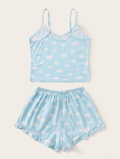 Sweatyrocks Women'S Summer Cloud Print Cami Top and Shorts Pajamas Set Nightwear Apparel & Accessories > Clothing > Sleepwear & Loungewear Kylie Max   