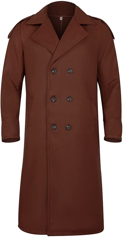 Merthy Mens Winter Warm French Woolen Trench Coats Long Sleeved Turn-Down Collar Double Breasted Business Long Pea Coat Apparel & Accessories > Clothing > Underwear & Socks > Shapewear Merthy   