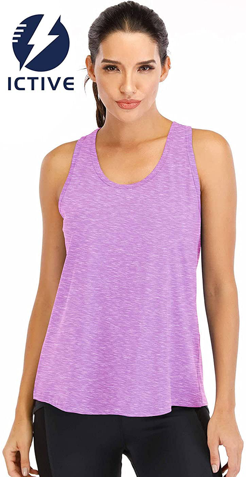 ICTIVE Workout Tops for Women Loose Fit Racerback Tank Tops for Women Mesh Backless Muscle Tank Running Tank Tops Apparel & Accessories > Clothing > Activewear Kylie Max   
