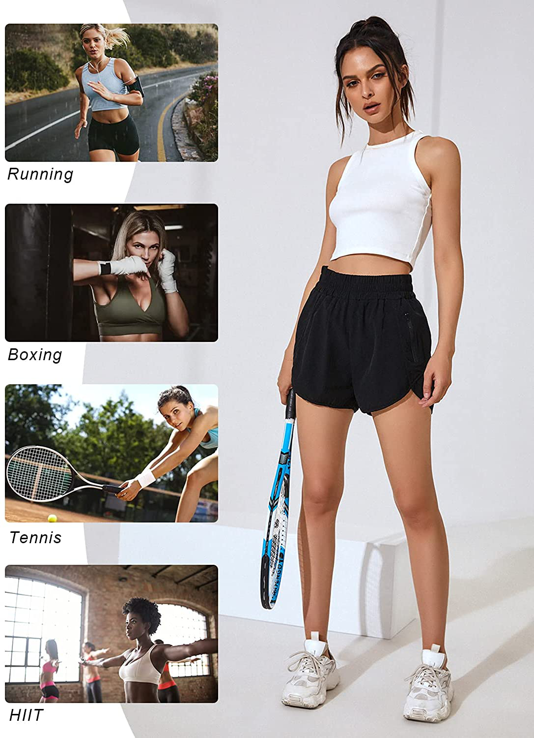 Blooming Jelly Womens High Waisted Running Shorts Athletic Workout Shorts Quick Dry Pants with Zipper Pocket Apparel & Accessories > Clothing > Shorts Kylie Max   