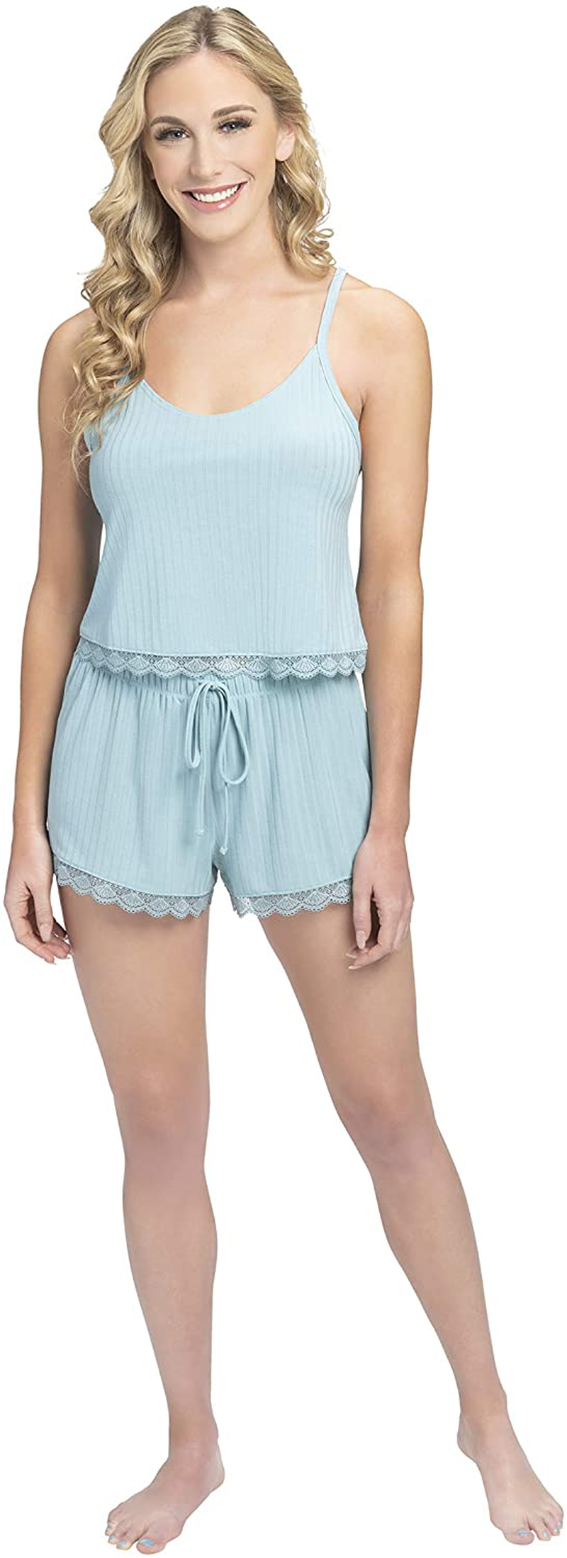 Jessica Simpson Women' Pajama Set - Ribbed Cami Tank Top and Sleep Shorts (S-L) Apparel & Accessories > Clothing > Sleepwear & Loungewear Kylie Max   