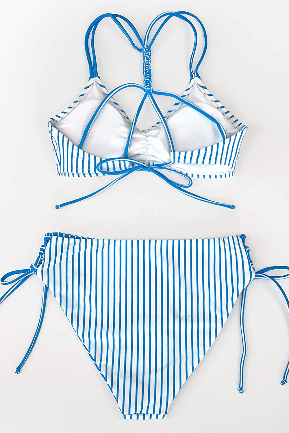 CUPSHE Women Back Braided Straps Bikini Sets Reversible Bottom Strappy Lace Up 2 Piece Swimsuits Apparel & Accessories > Clothing > Swimwear KYLIE MAX   