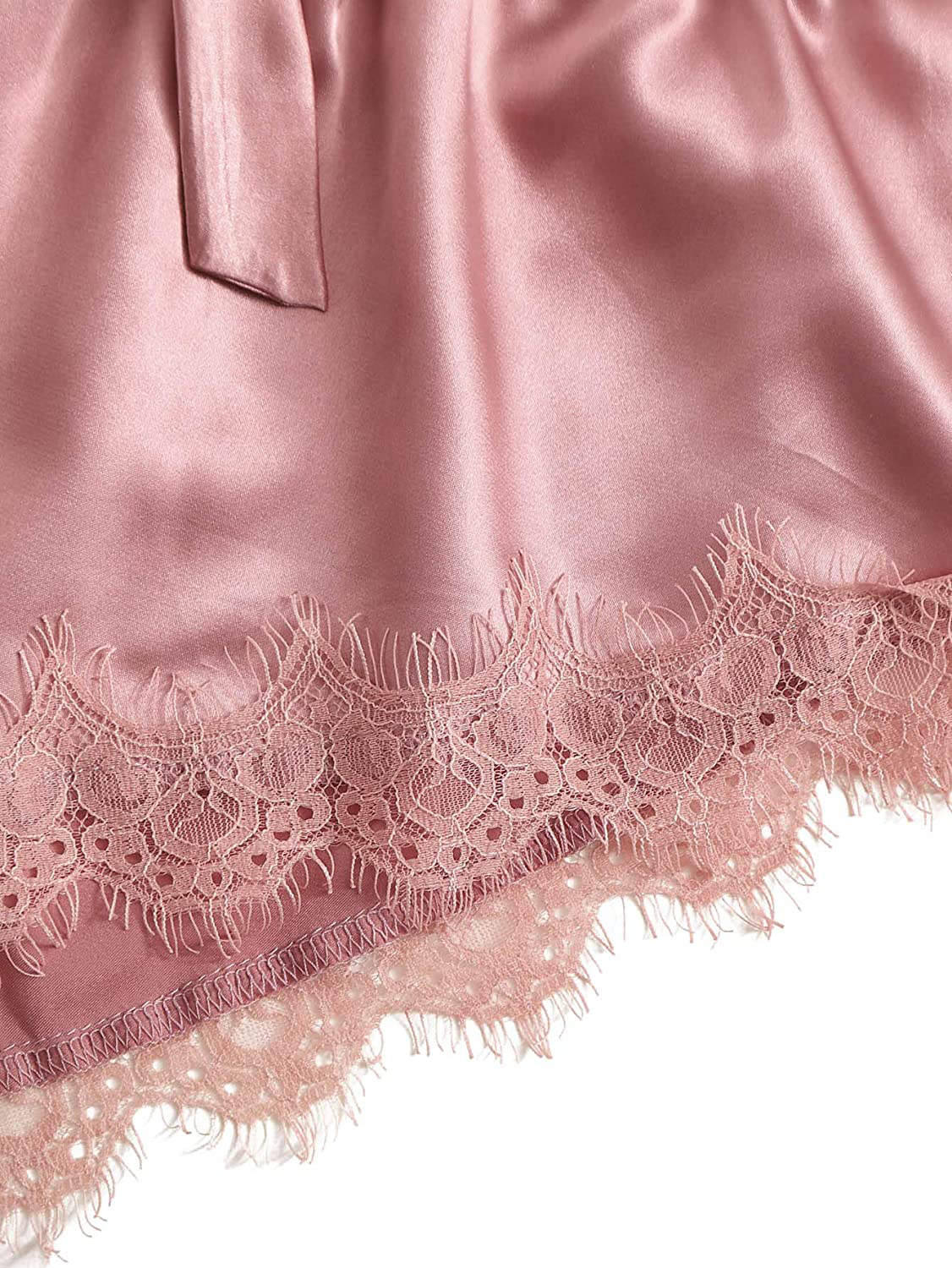 Floerns Women'S Satin Lace Cami Top and Shorts Pajama Set Apparel & Accessories > Clothing > Sleepwear & Loungewear Kylie Max   