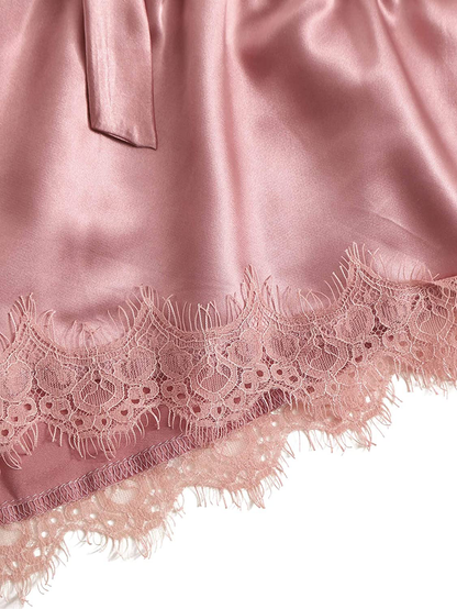 Floerns Women'S Satin Lace Cami Top and Shorts Pajama Set Apparel & Accessories > Clothing > Sleepwear & Loungewear Kylie Max   