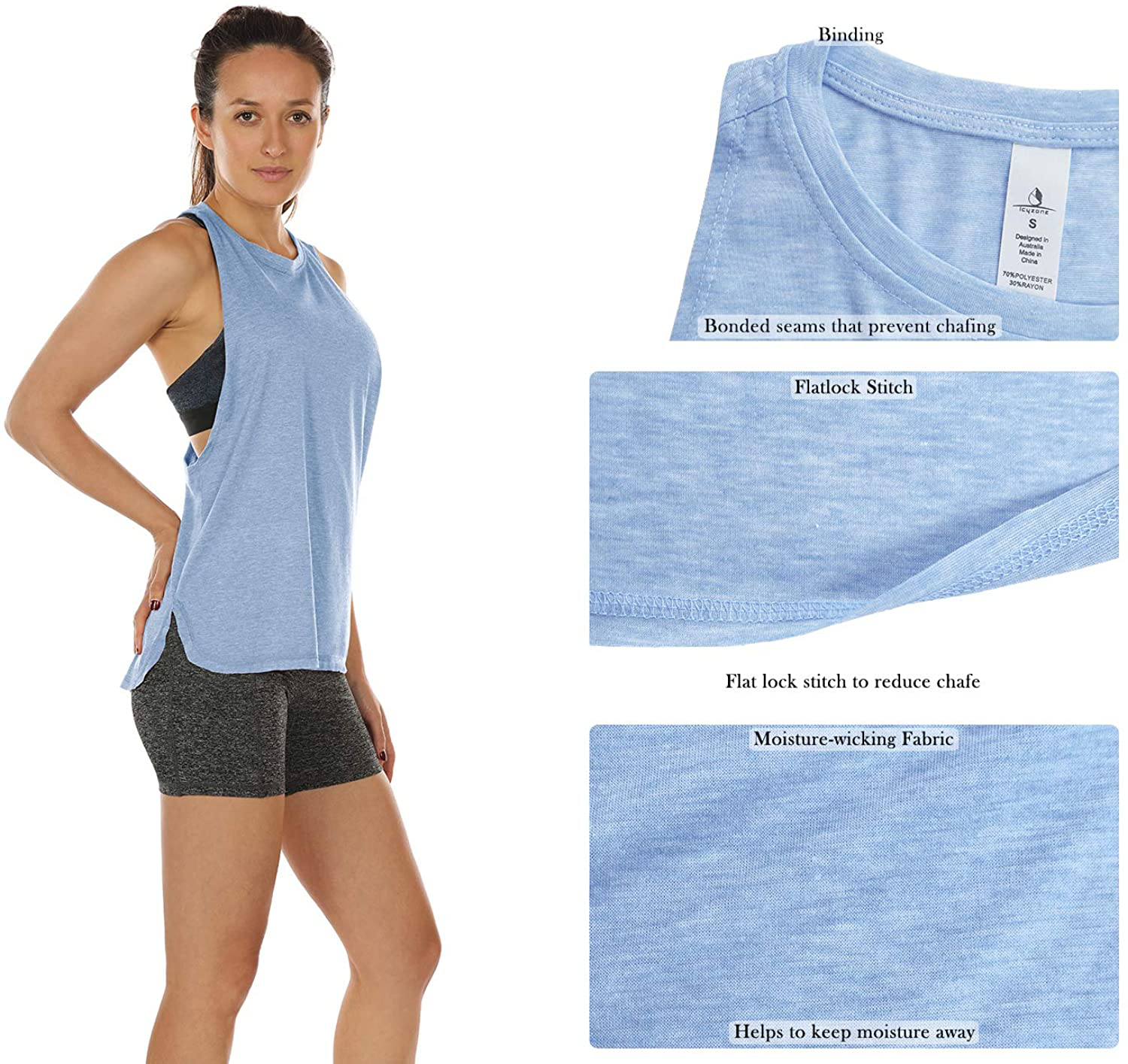 Icyzone Workout Tank Tops for Women - Running Muscle Tank Sport Exercise Gym Yoga Tops Athletic Shirts(Pack of 3) Apparel & Accessories > Clothing > Activewear Kylie Max   